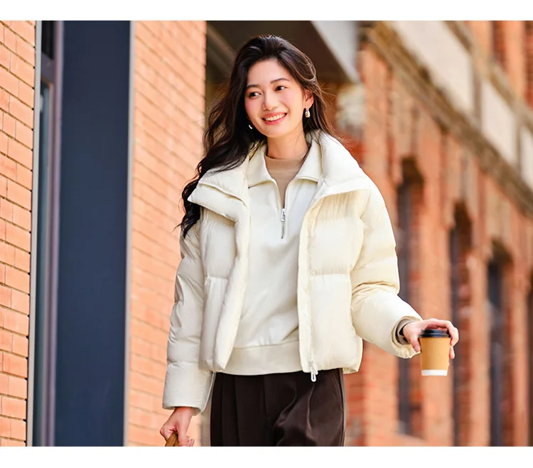 Down Jacket Women Waterproof Loose Simple New Winter Stand-Up Collar Outerwear Down Jacket