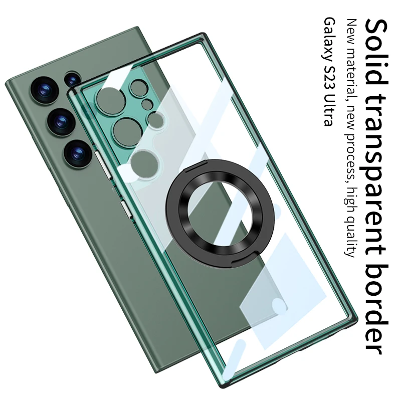 GKK Original Case for Samsung Galaxy S23 Ultra Back Hard Clear Case Wireless Charging Magnetic Stand Cover For Galaxy S23 Ultra