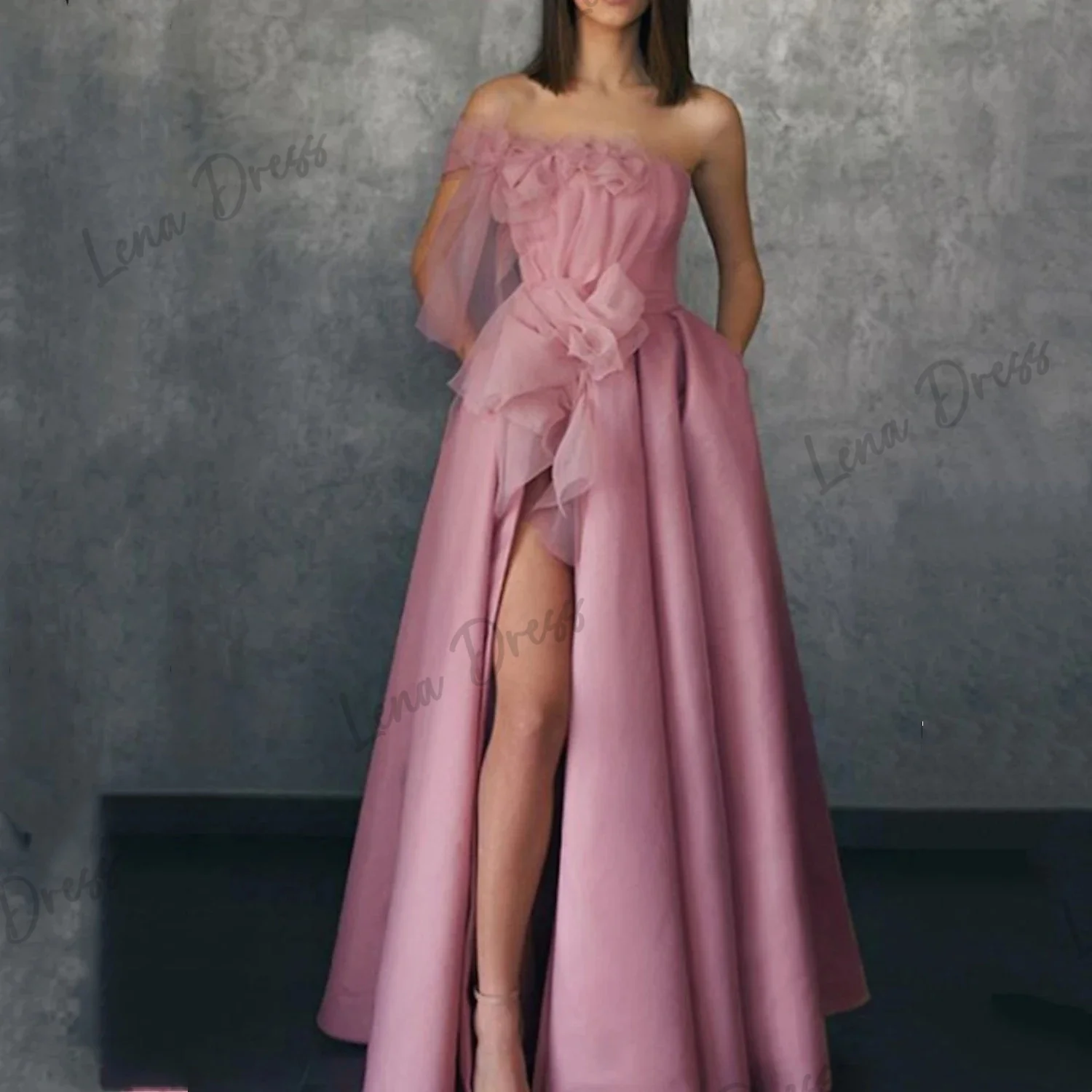 

Lena-2024 Women's Organza Party Dress Wedding Guest Dress Graduation Evening Dress Happy Bridesmaid Party A Line