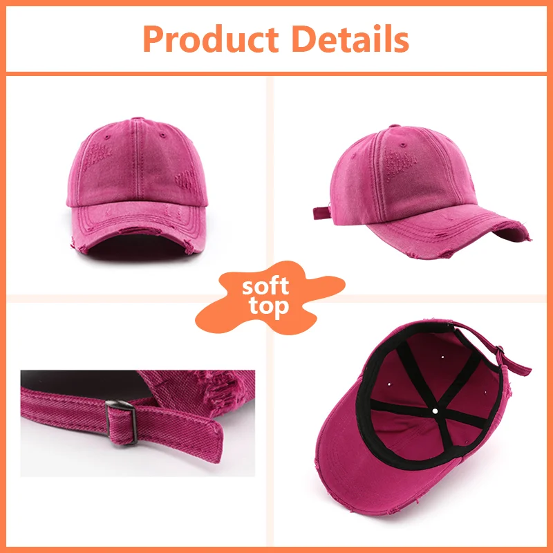 Embroidery Washed Denim Solid Color for Men and Women Baseball Cap DIY Design Print Travel Sun Protection and Shading baseball cap