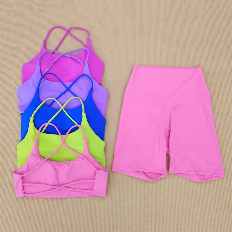 

2 Pieces Yoga Clothes Shorts Suit Gym Women's Sportswear Shorts Bra Suit Soft Comfortable Sexy Spice Girls Fitness Shorts Suit