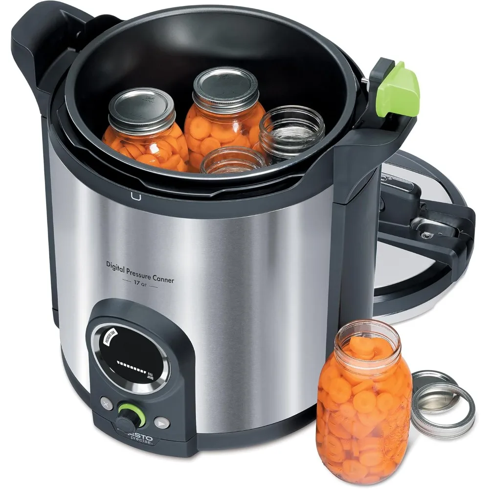 17-Quart Digital Pressure Canner-Digital Display, Waterbath Capable, 10 Built-In Safety Features, Recipe Book, Stainless Steel