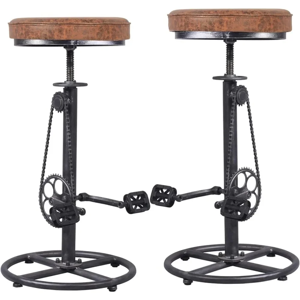 Farmhouse Bike Bar Stools Swivel PU Seat Extra Tall Height 29-37inch Adjustable Vintage Coffee Chair Shop Stool Freight Free