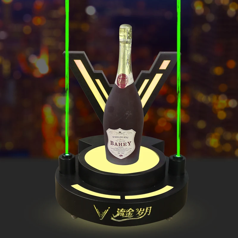 Luminous Bar Wine Bottle Display Device Rechargeable Flash Wine Champagne Base Green Laser Light VIP Bottle Display Stand