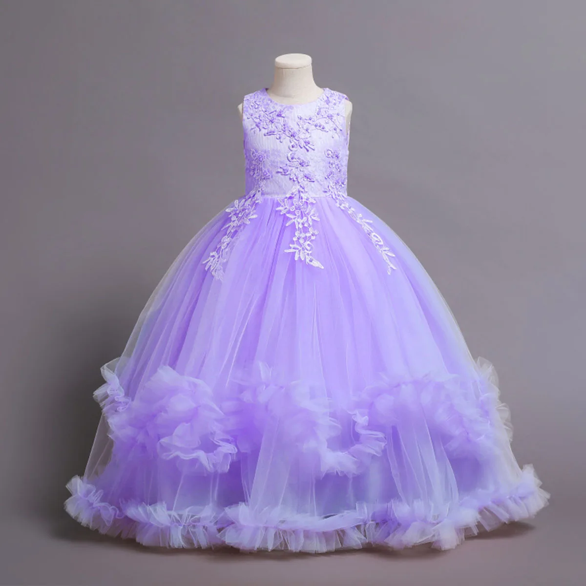 Stunning Little/Big Girls Lace Flower Girl Wedding Bridesmaid Birthday Party Holiday Pageant Prom Fancy Dress 4