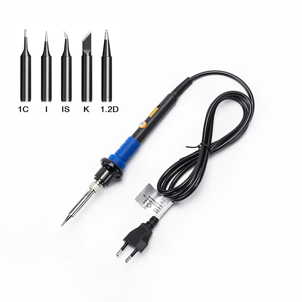 DELIXI 60W 220V-240V Electric Soldering Iron Adjustable Temperature Handle Soldering Iron Set With LED Light Welding Repair Tool electronics soldering kit