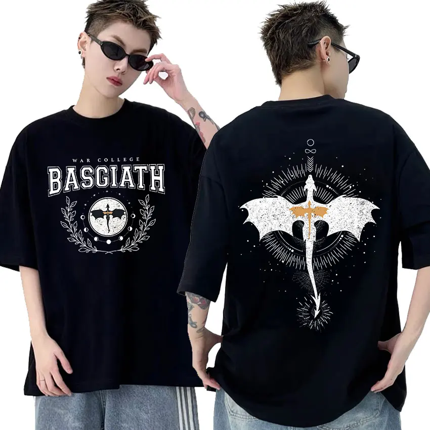 

Basgiath War College Fourth Wing Dragon Rider Print T Shirts Men Vintage Aesthetic Fashion Oversized Cotton T-Shirt Tops Unisex