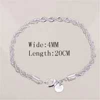 925 Sterling Silver 4MM Twisted Rope Bracelets For Women Men Fashion Minimalist Couple Chain Bracelet Male Unisex Jewelry Gifts - Image 6