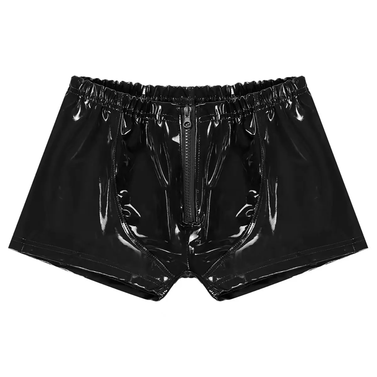 Men underwear 5XL Mens Sexy Open Crotch Leather Short Pants For Sex Latex Shaping Sheath Fetish Boxer Leather Underpants Bulge Pouch Sexi
