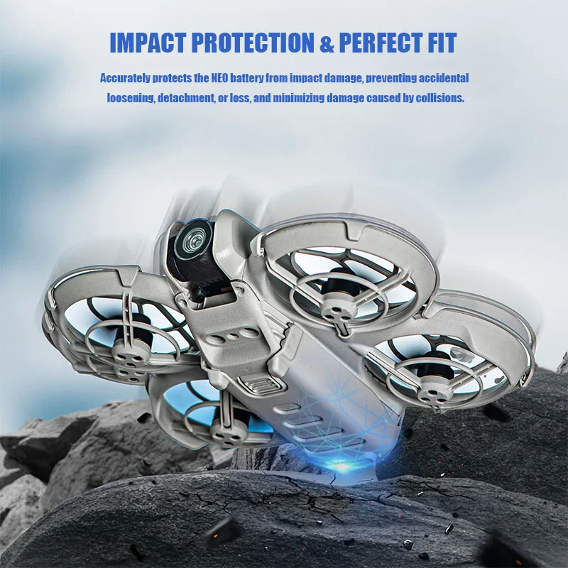 Vue d'ensemble du lot de 3 étuis batterie et béquille pour DJI Neo, accessoires de protection complets.