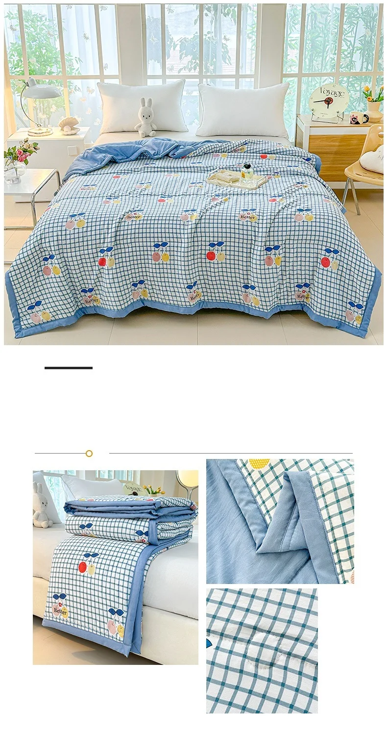 1pc Printed Thin Duvet Simple Style Quilts for Summer Soft Bedspread Adults Kids Room Comforter edredones (No Pillowcase)