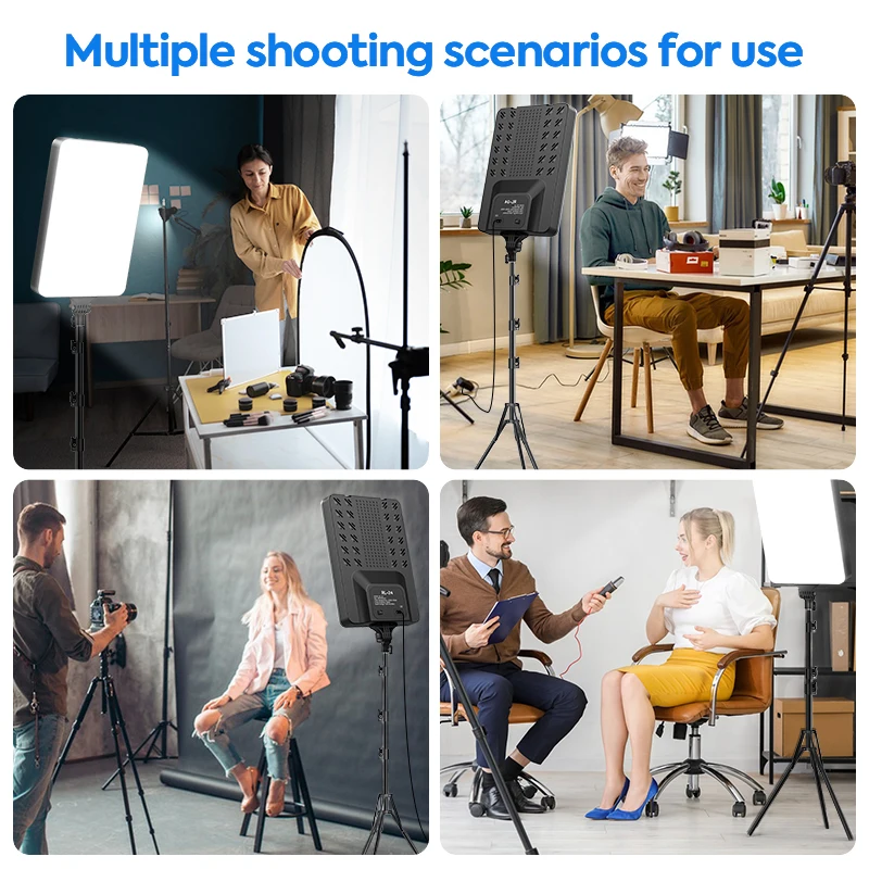 2pack Photography Lighting Kit,24inch Large Bi-Color LED Video Light Panels With Lighting Tripods For Youtube Videos Shooting 6