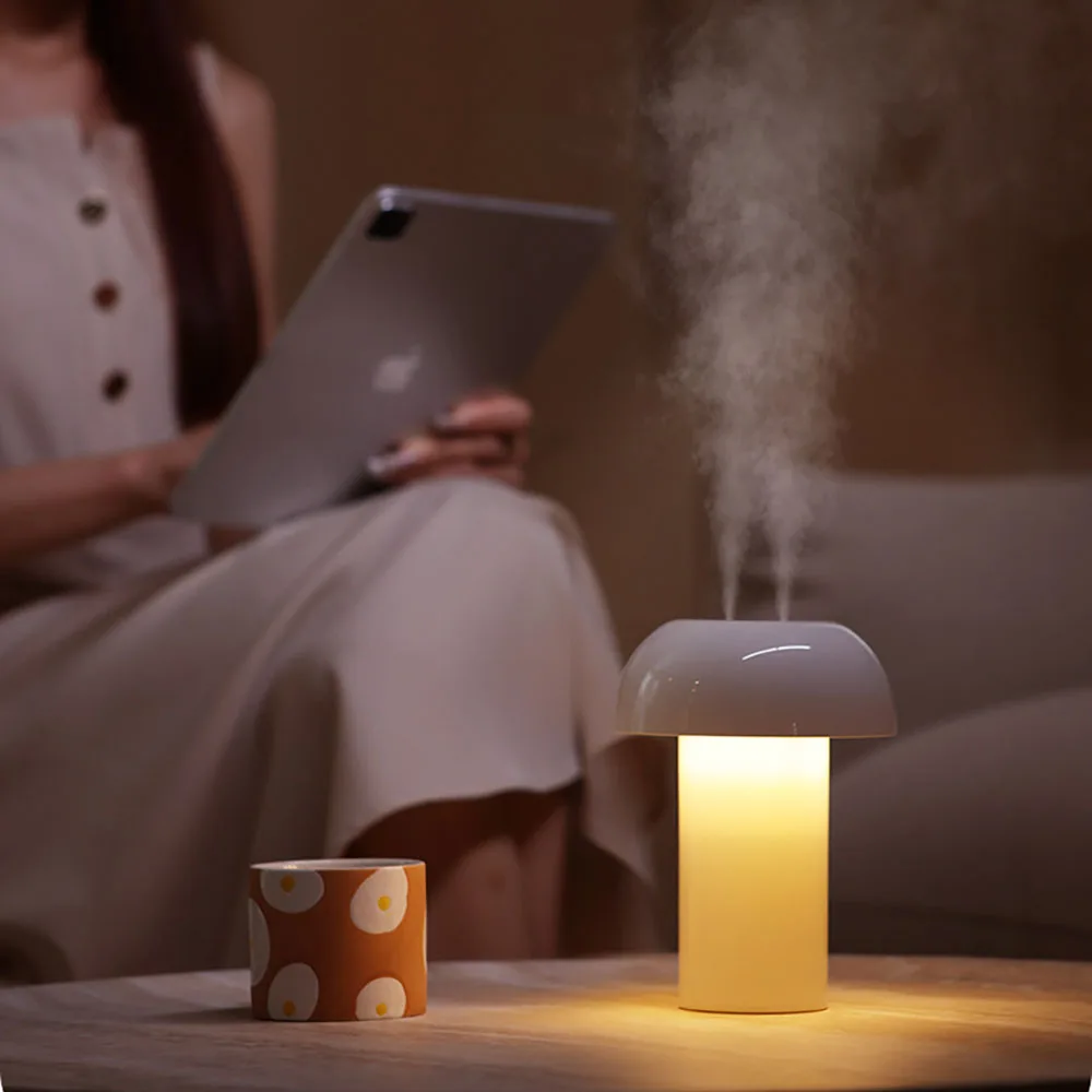 Mushroom Table Lamp Humidifier USB Charging Dimming Night Light Aromatherapy Machine Room Sprayer Atmosphere Light Bedside Lamp