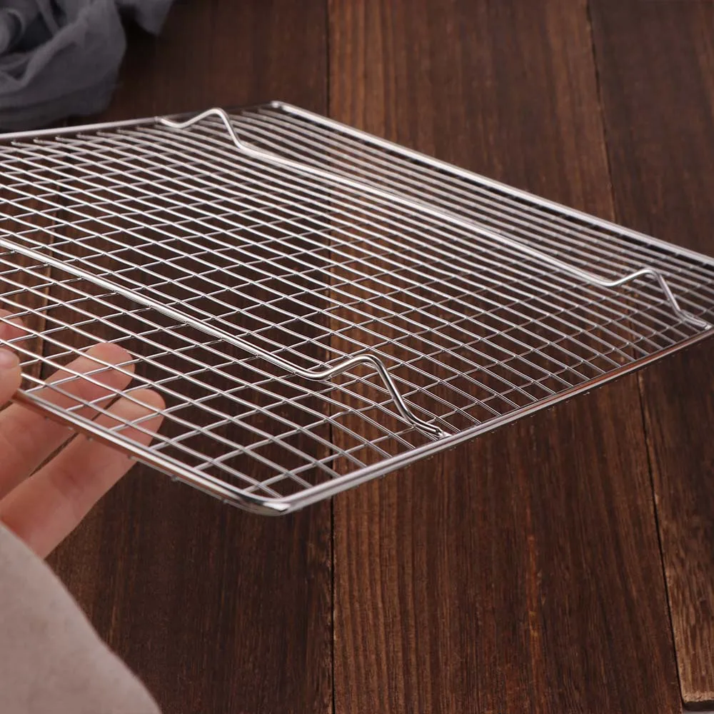 Kitchen Accessories Grid Mesh Baking Cooling Rack Wear-resistant Rectangular Barbecue Holder Shelf Nonstick Oil Drain Rack Oven