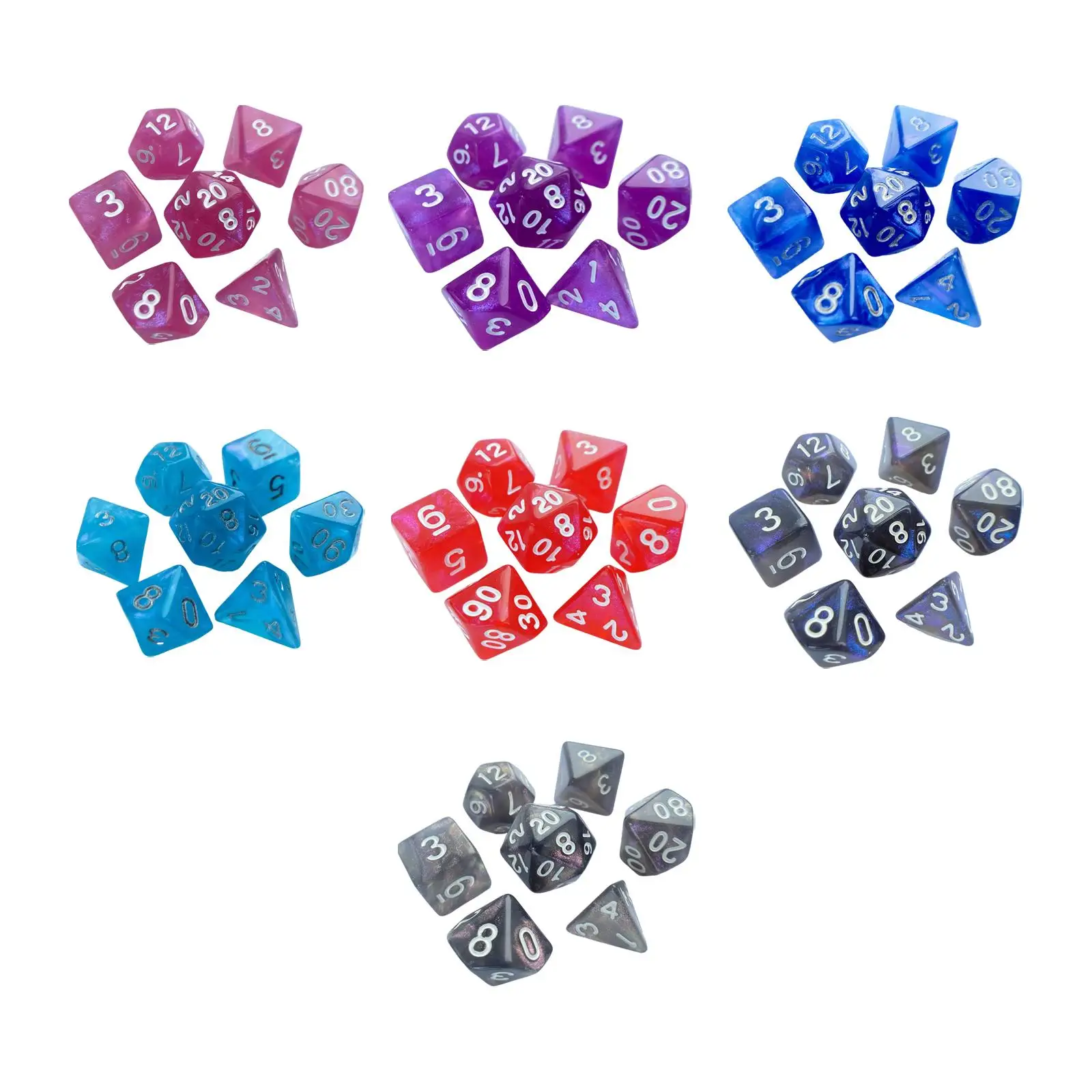 

7Pcs Acrylic Dices Polyhedral Dices Set for Table Game Card Game Card Games