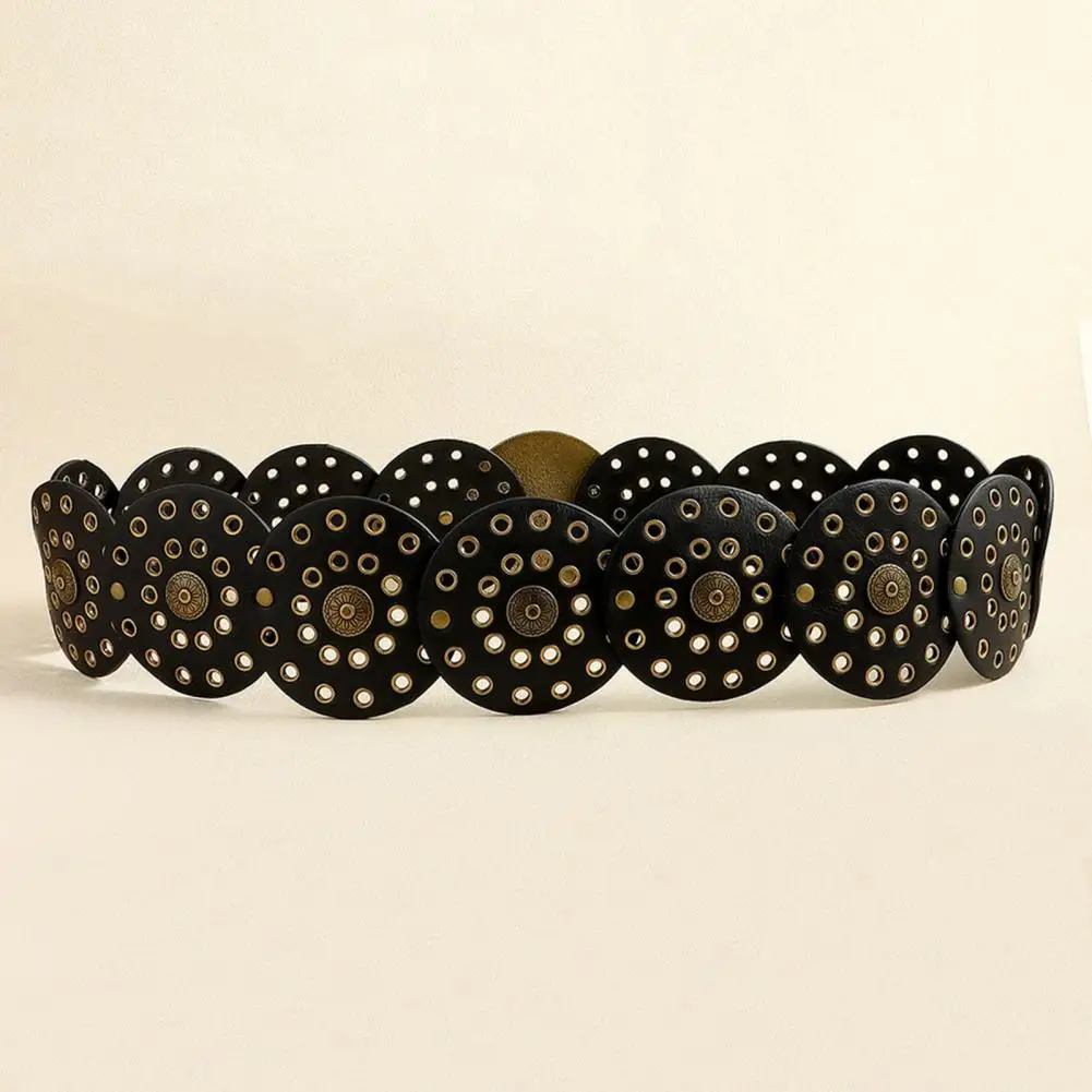 

Women Retro Belt Vintage Hollow Out Cowboy Style Women's Wide Disc Belt Exaggerated Western Fashion with Wear-resistant Design