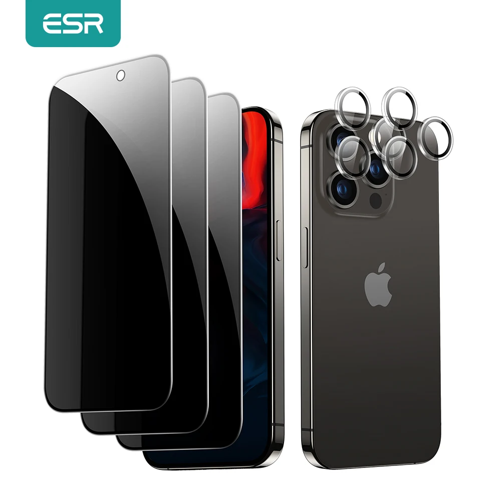 

ESR 3PCS Anti-Peeping Screen Protector for iPhone 15 Pro Max Full Coverage Tempered Glass for iPhone 15 Pro Film Set for 15