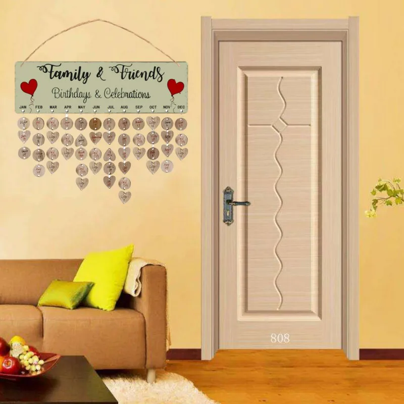 Wooden Calendar Hanging Tags for Birthday Parties Home Decoration Creative Handmade Calendar Crafts and Hanging Orna