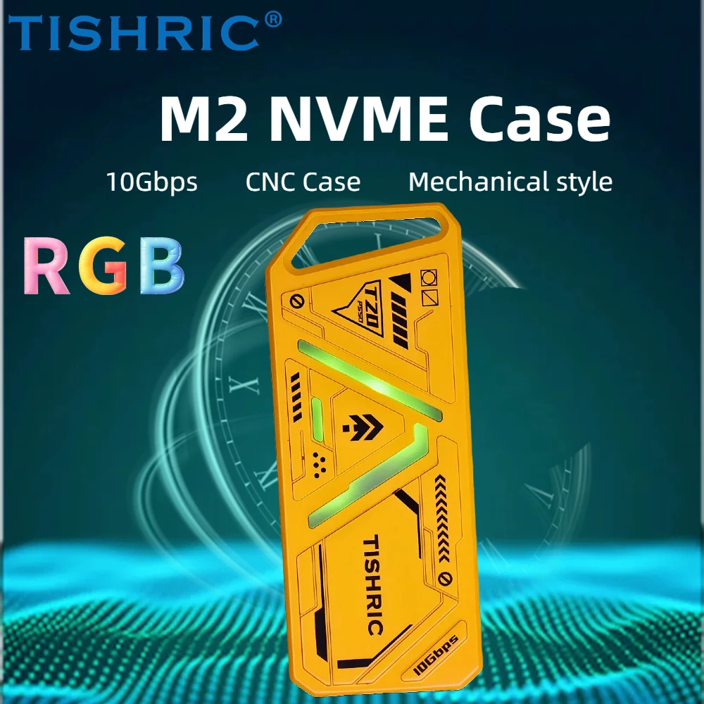 TISHRIC T20 10Gbps SSD NVME M2 Hard Drive Enclosure RGB CNC USB 3.0 To Type C Hdd Box For M.2 2230 2242 2260 2280 Hard Disk Case external hard drive case,ssd enclosure,hard drive enclosure