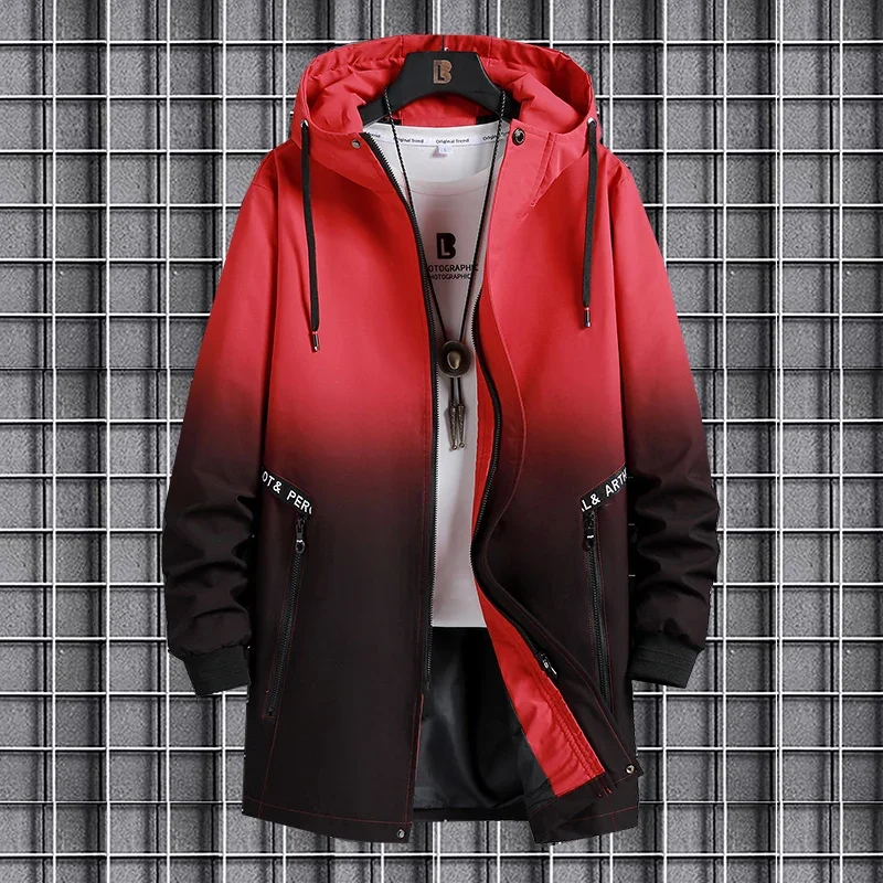 الخريف الرجال سترة واقية الرجال منتصف طول حجم كبير...