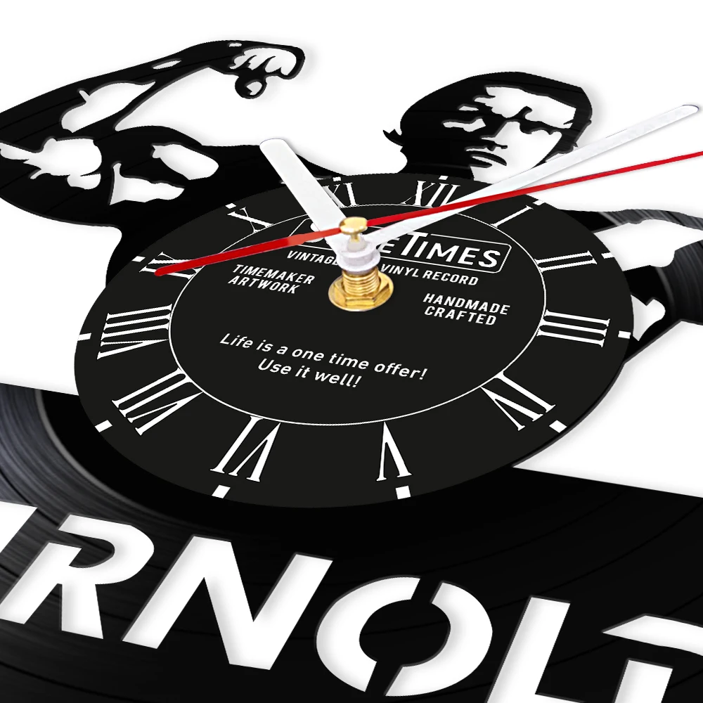 Bodybuilding Vinyl Record Wall Clock For GYM Fitness Room Workout Artwork Customizable Bodybuilder Name Carved Music Album Clock 4