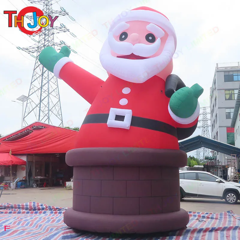 

2023 new design 10m 33ft Tall Giant lighting up Inflatable Santa Claus with gift bag Father Christmas old man with led light
