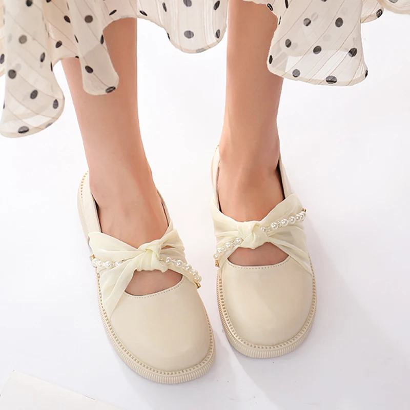 Dress Party Women Flats Low Heels Round Toe Shoes Fashion New Designer Beaded Shoes 2022 Autumn Women Soft Walking Casual Shoes