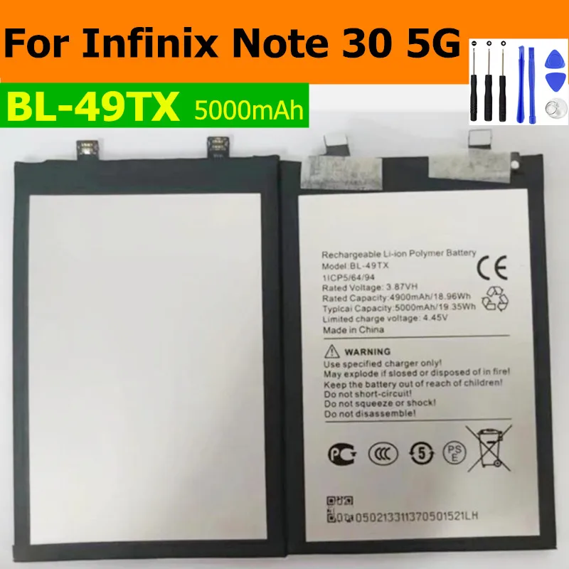 

Original BL-49TX Battery For Infinix Note 30 5G, X6711 Mobile Phone Batteries 3.87V 5000mAh