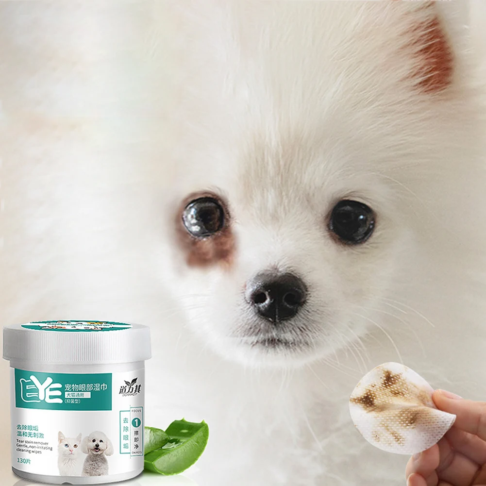Dog Eye Wipes Extra Moist Grooming Puppy Wipes All-Natural Pet Aloe Vera Removes Dirt Discharge 130 Count for Dogs Cats pet cleaning wipes