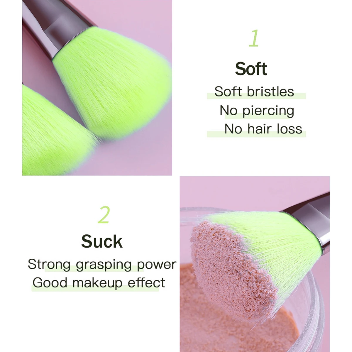 12PCS Multifunctional Fluorescent Green Makeup Brush Set Professional Makeup Tool Combination Set for Foundation Blush Eyeshadow