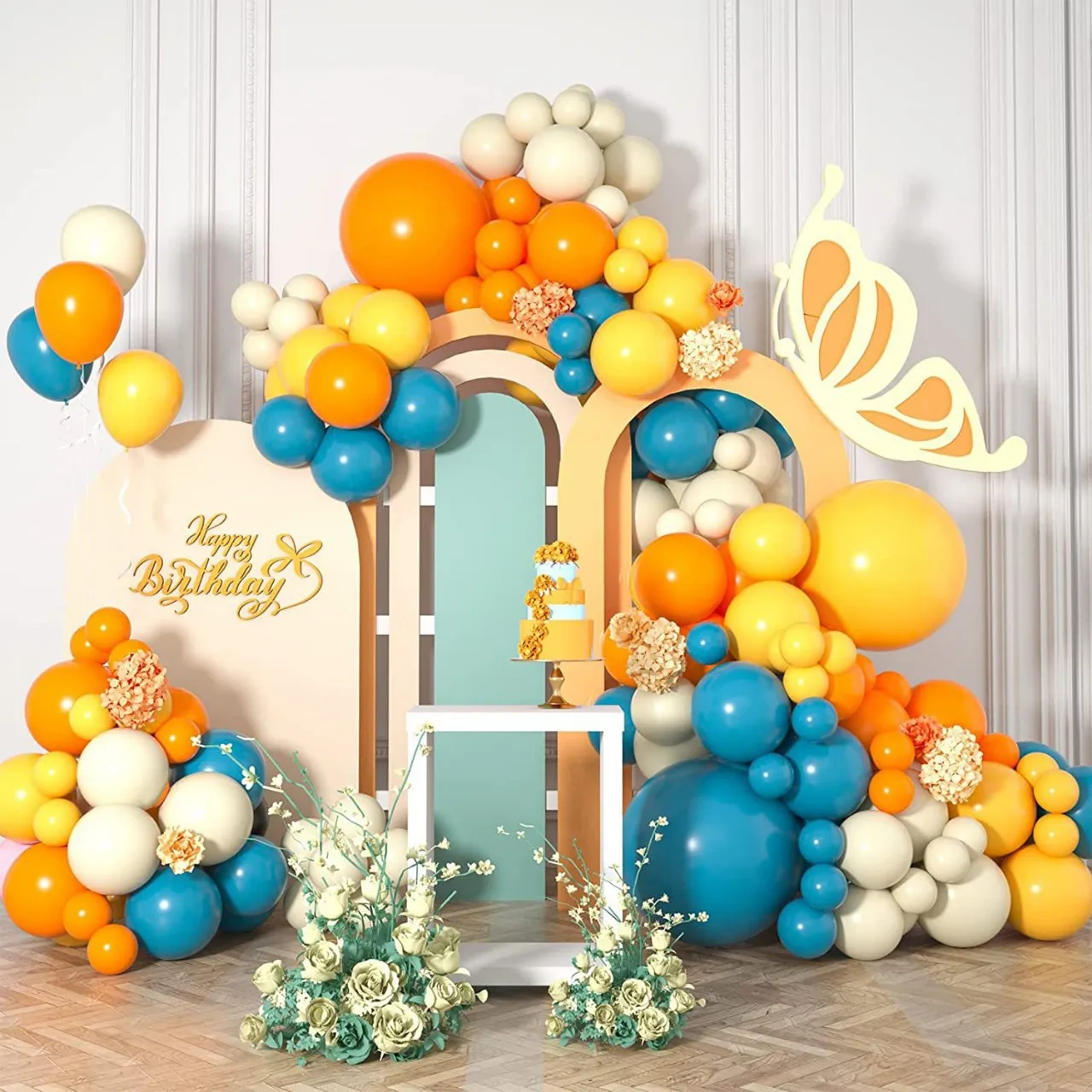 

New Arrival Lemon Theme 126Pcs Yellow Orange Latex Balloon Wreath Arch Set for Birthday Wedding Baby Shower Party Decoration
