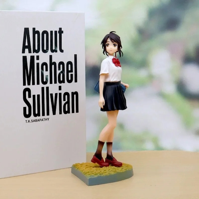 

Popular Japanese Anime Your Name Miyamizu Mitsuha Action Figures Anime Peripheral Standing Pose Uniform Girl Desktop Decoration