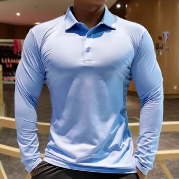 Long Sleeved Polo Men's Fitness T Shirt