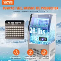 Commercial Ice Maker Machine, 100LBS/24H Ice Machine with 28lbs Storage Capacity, 40 Ice Cubes Ready in 12-15 Minutes, Ice Maker 2