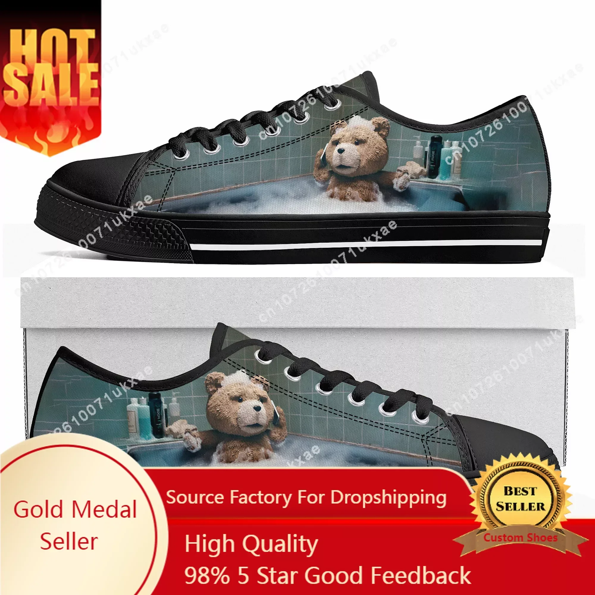 

Ted Bear Movie Beer Bath Low Top Sneakers Mens Womens Teenager Canvas High Quality Sneaker Casual Custom Shoes Customize Shoe