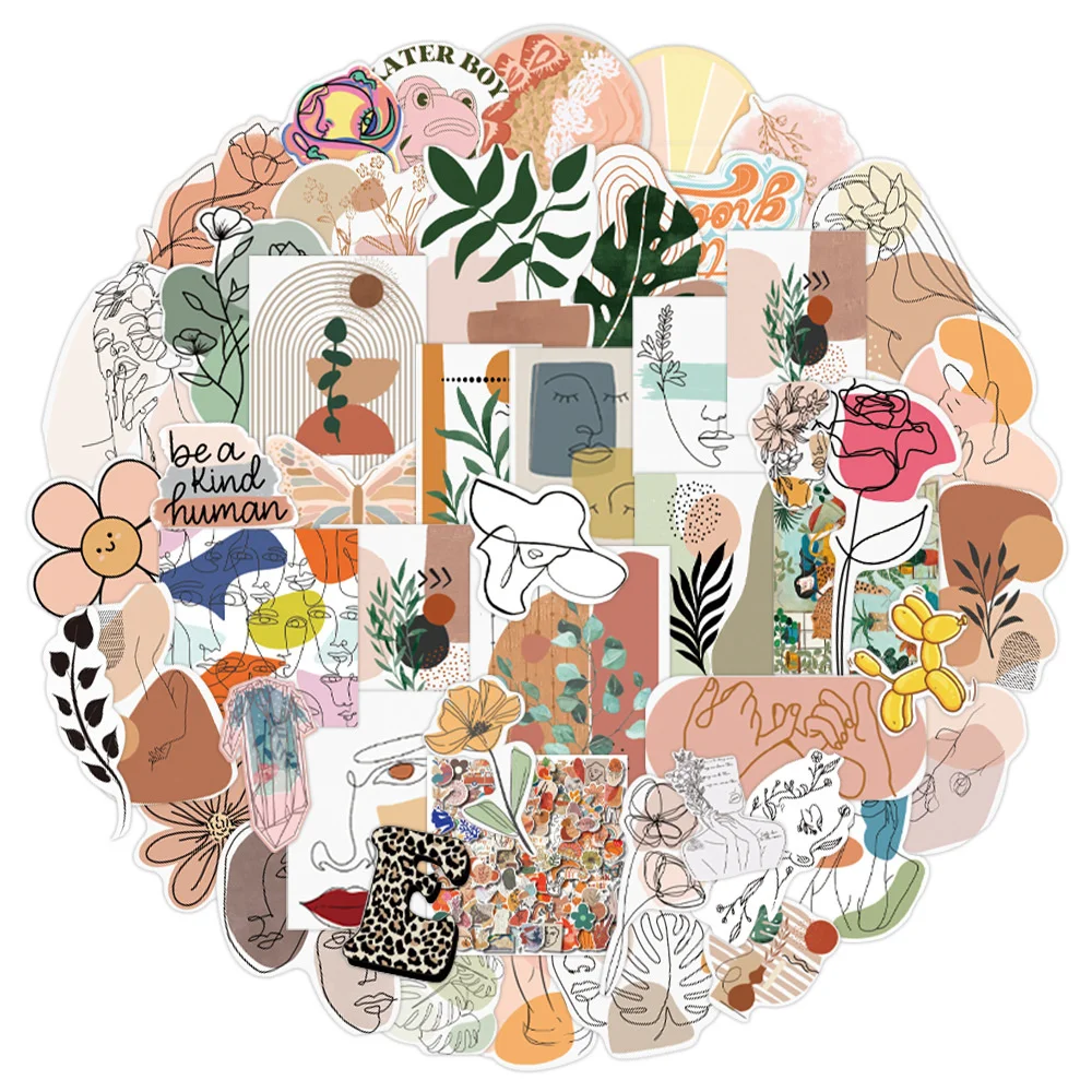

10/30/50PCS Fresh Art Painting Graffiti Waterproof Sticker Creative Trend Personality Decal Refrigerator Helmet Guitar Wholesale
