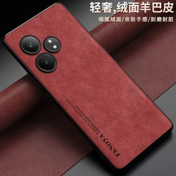 Luxurious Leather Matte Skin-Friendly Shockproof Bumper Back Cover for Realme GT6 (Red)
