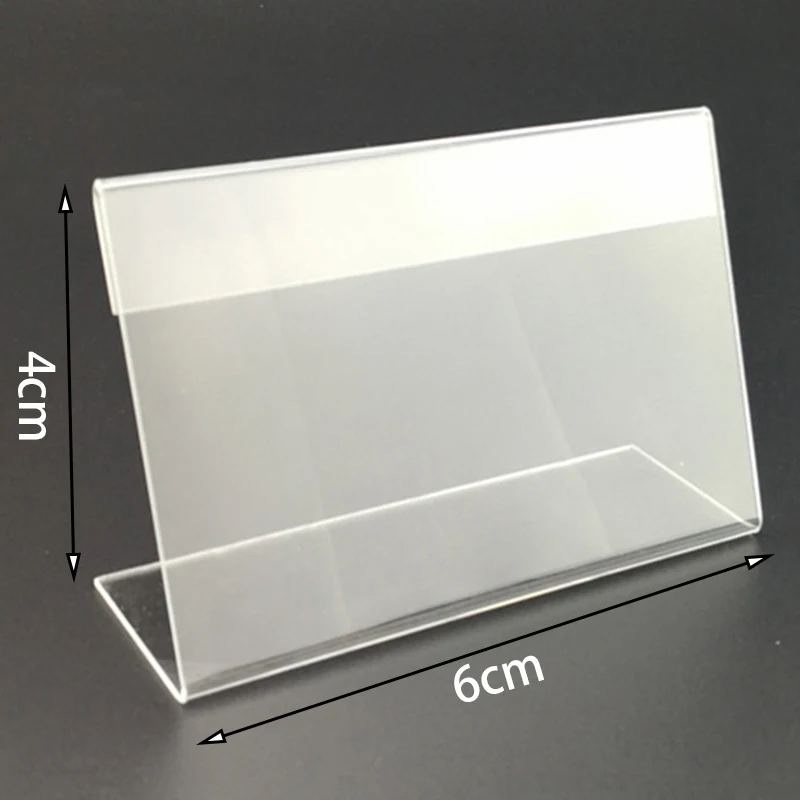 Acrylic Display Holder 25Pcs L-Shaped 6x4cm Business Card Transparent Deskstop Sign Frame Price Tag Poster Rack