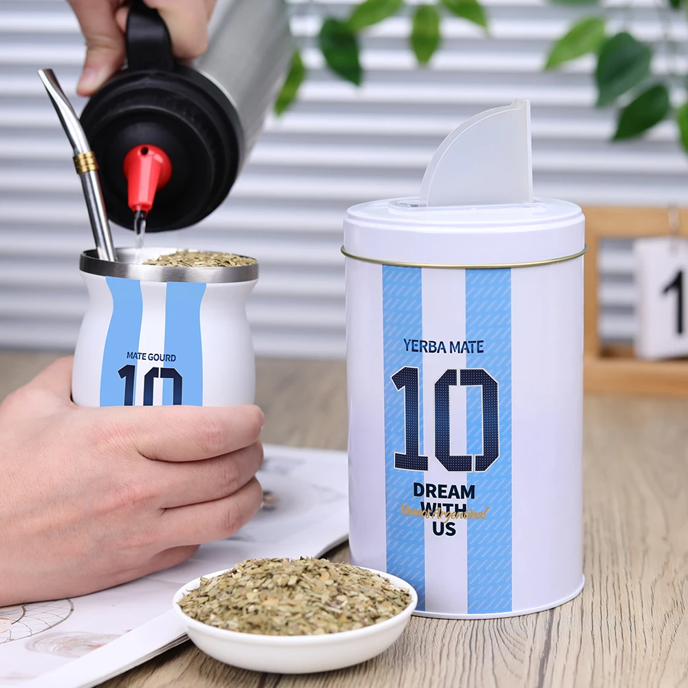 Yerba Mate Tea Container Nut Storage Coffee Tank Sugar Cans Kitchen Storage Organizer, Argentina Football Captain No.10 Style 6