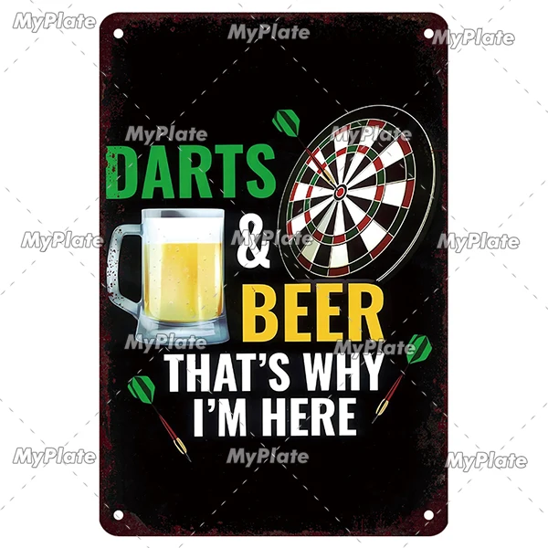 Vintage Metal Darts Sign - Bar & Club Wall Decor Art Poster Gift