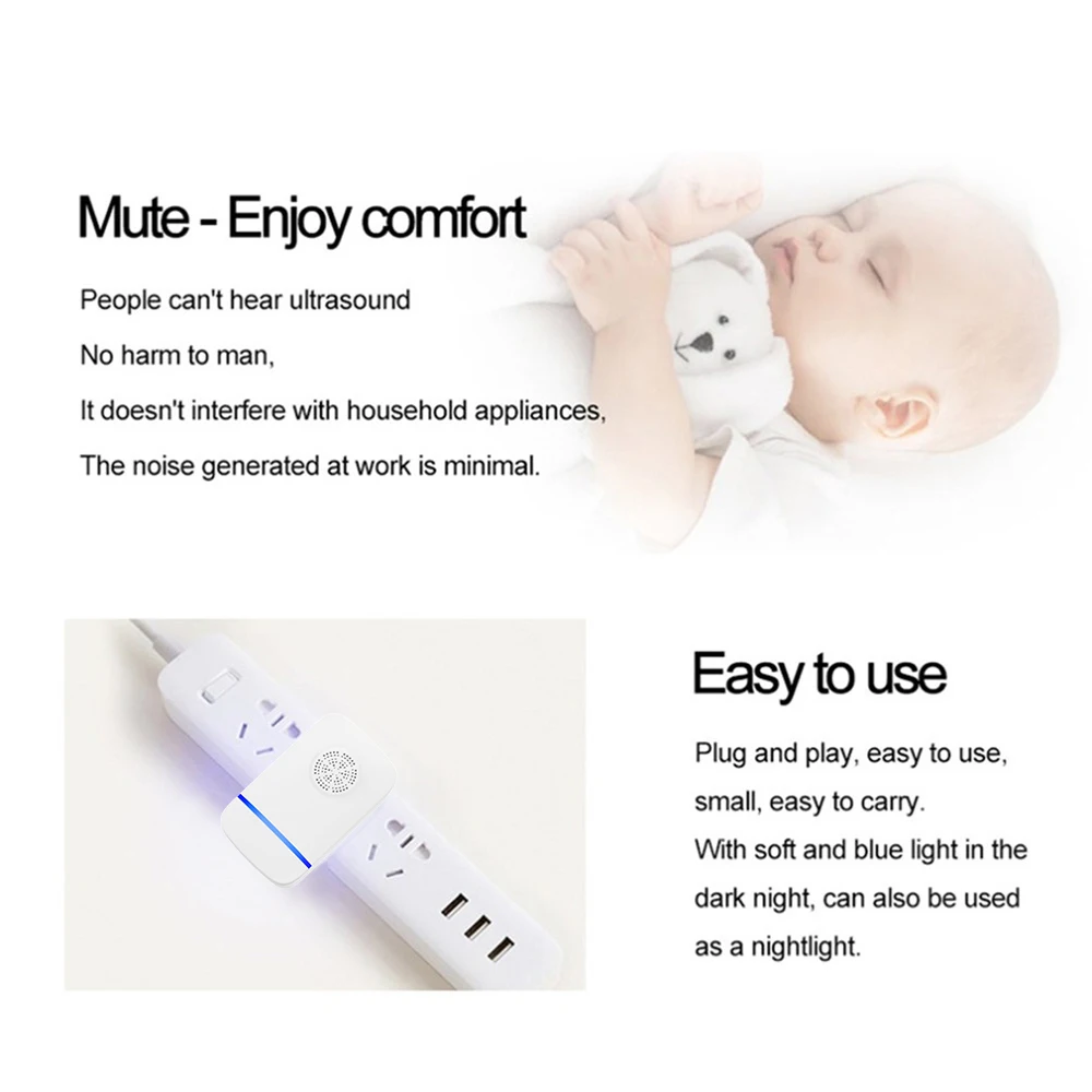 Insects Repeller EU UK US AU Multi-use Ultrasonic Repeller Electronic Control Repel Mouse Bed Bugs Mosquitoes Roaches