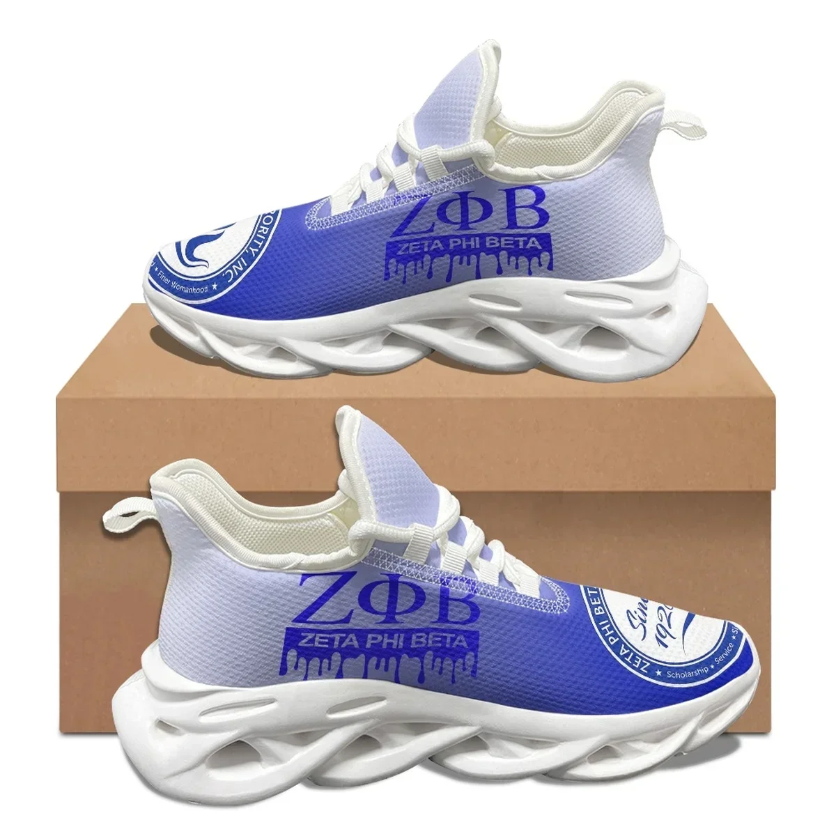 Zeta Phi Beta Luxurious Design Trend Lace-Up Sneakers Sorority Gifts Non-Slip Soft Sole Walking Shoes Lightweight Flats Shoes