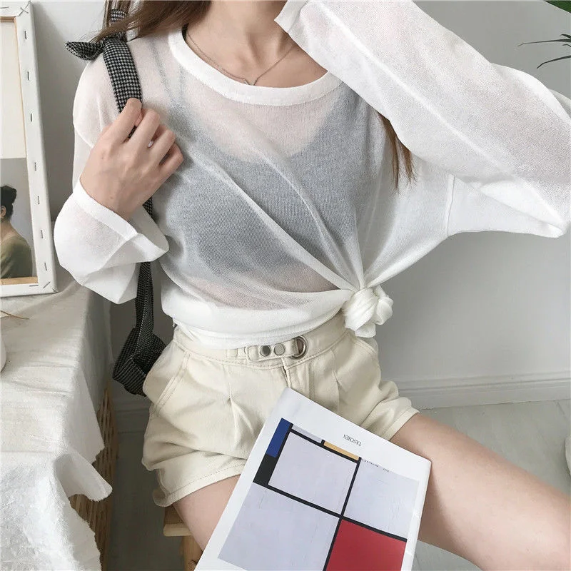 شير تي شيرت المرأة فضفاضة الكورية نمط الصيف الشمس واقية عادية بسيطة كل مباراة رقيقة كسول الموضة Ulzzang مزاجه الكلاسيكية 5 شير تي شيرت المرأة فضفاضة الكورية نمط الصيف الشمس واقية عادية بسيطة كل مباراة رقيقة كسول الموضة Ulzzang مزاجه الكلاسيكية 5