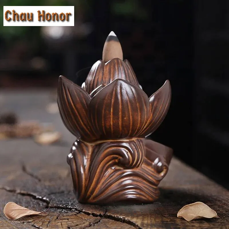 Creative Home Decor Backflow Stick Incense Burner Waterfall Glaze Black Ceramic Censer Home Decoration Use In Home Teahouse