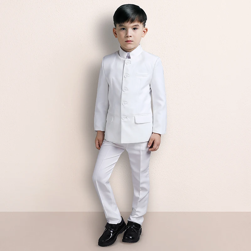 Kids Suit Boys For Wedding Suit Style Children Formal Mandarin Collar High Quality Fashion Plus Size 3-8 9 10 12 14
