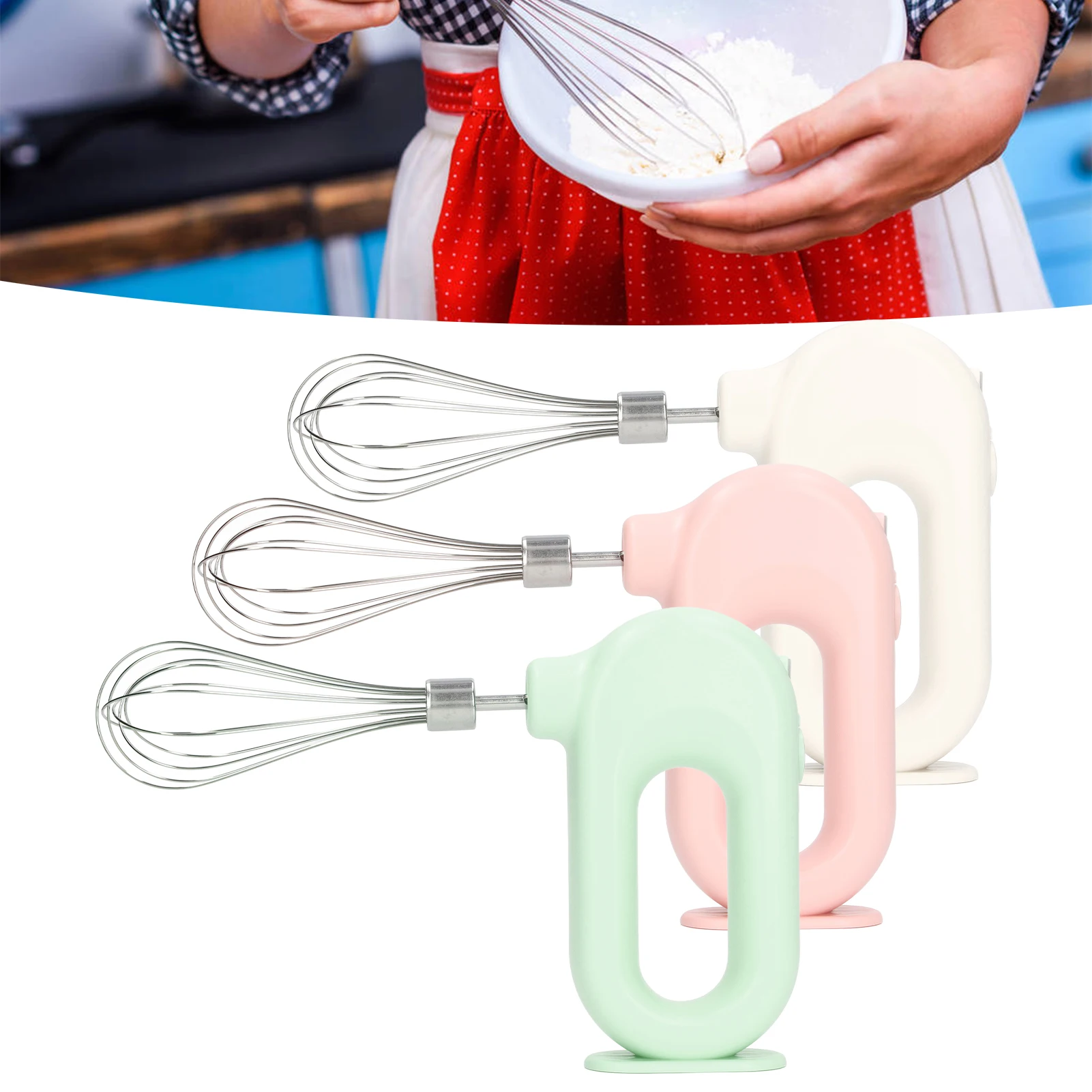 Electric Eggbeater Electric Hand Mixer USB Charging 4 Level Adjustment Electric Eggbeater Handheld Milk Frother for Home Kitchen 4