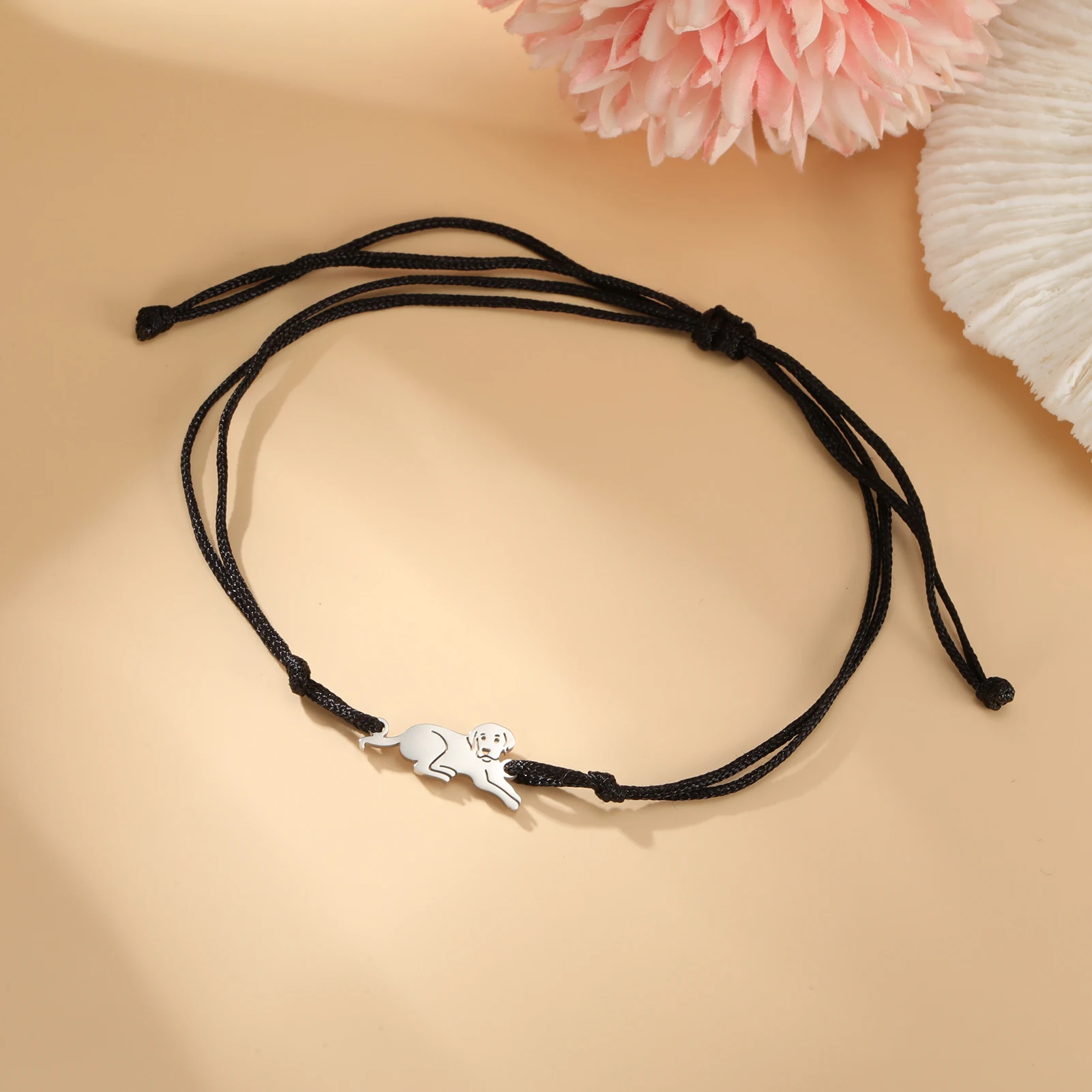 Cute Pet Labrador Dog Charm Bracelet Stainless Steel Wax Rope Bracelets for Women Girl Jewelry - PeticaDeals
