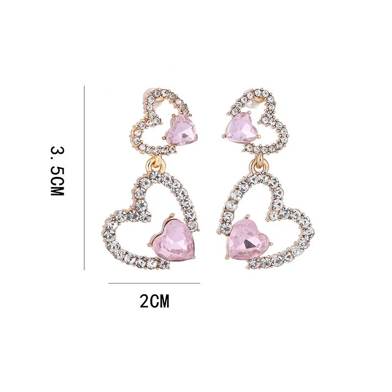 Full Crystal Love Earrings – Hypoallergenic 925 Silver Post, Trendy Celebrity Fashion Jewelry for Women