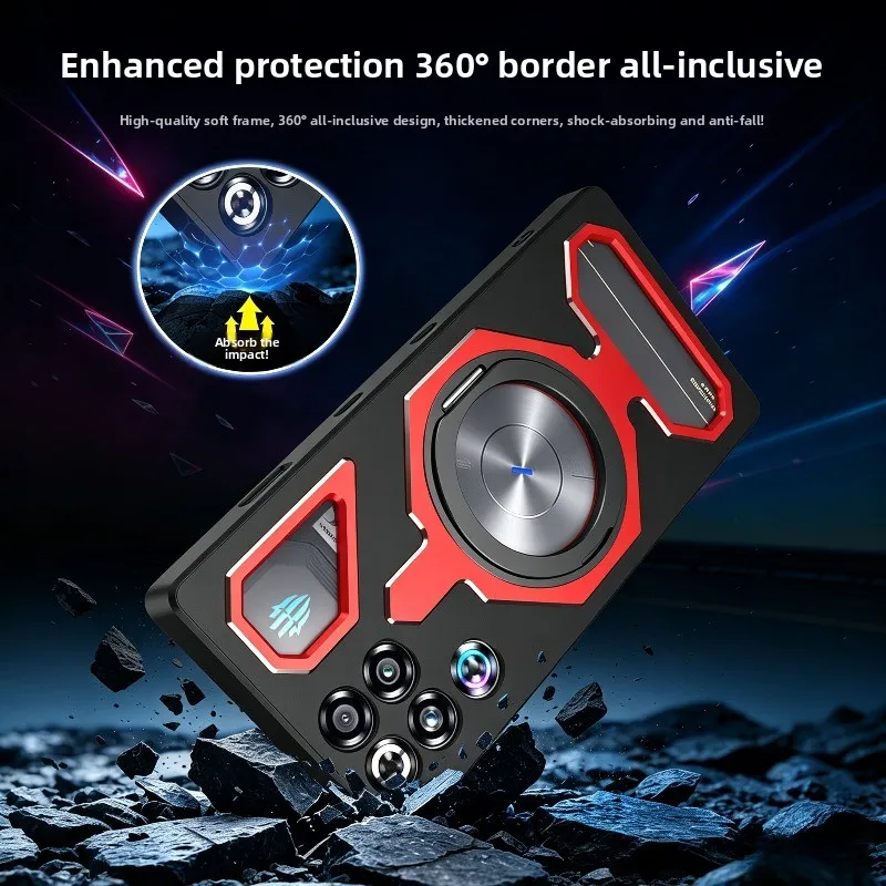 360° Magnetic Rotating Stand Heat Dissipation Shockproof Aluminum Alloy Case Cover