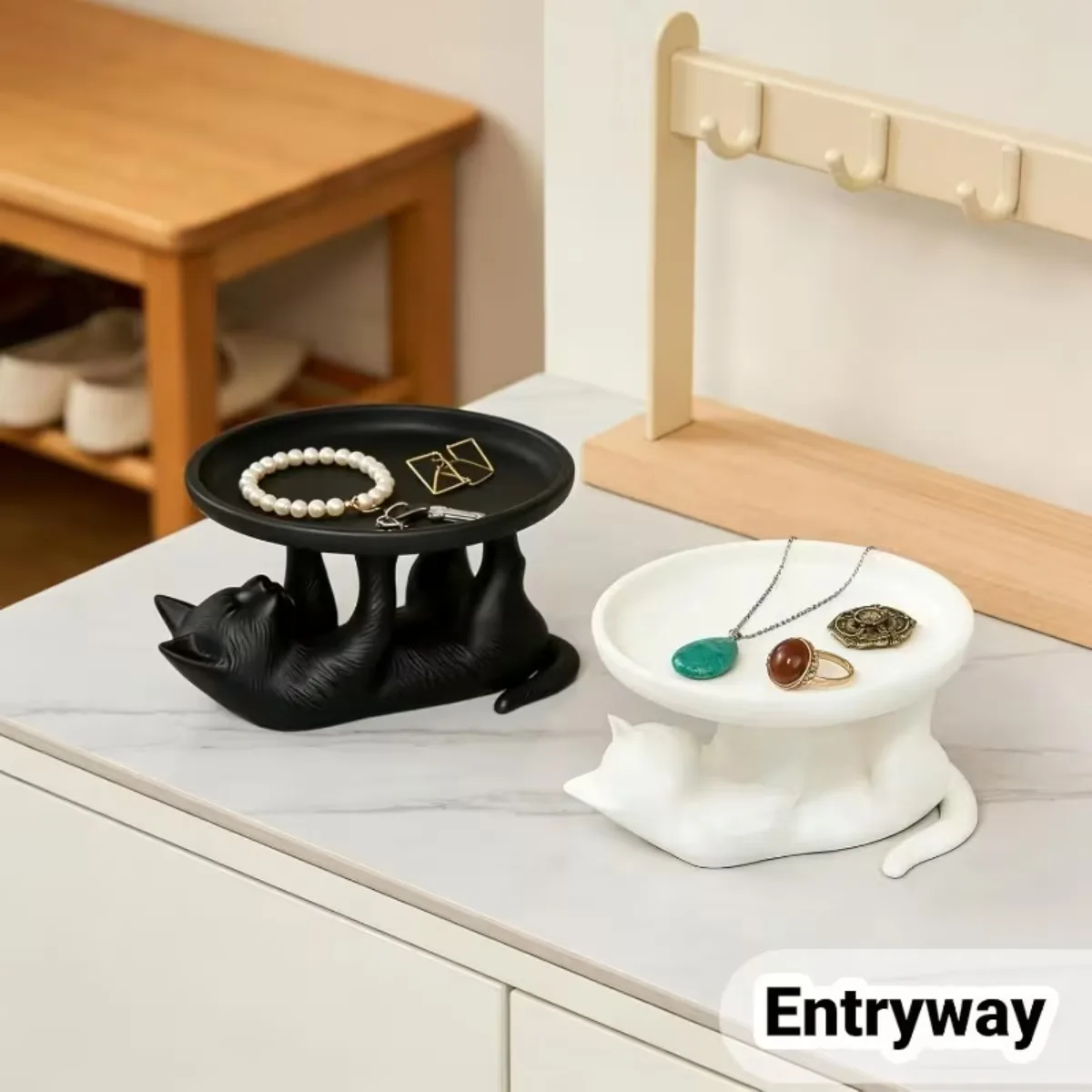 3D Printed Cat Shaped Jewelry Organizer Tray for Keys Earrings Cute Feline Design Desktop Home Decoration Accessories Fairy 1PC 2